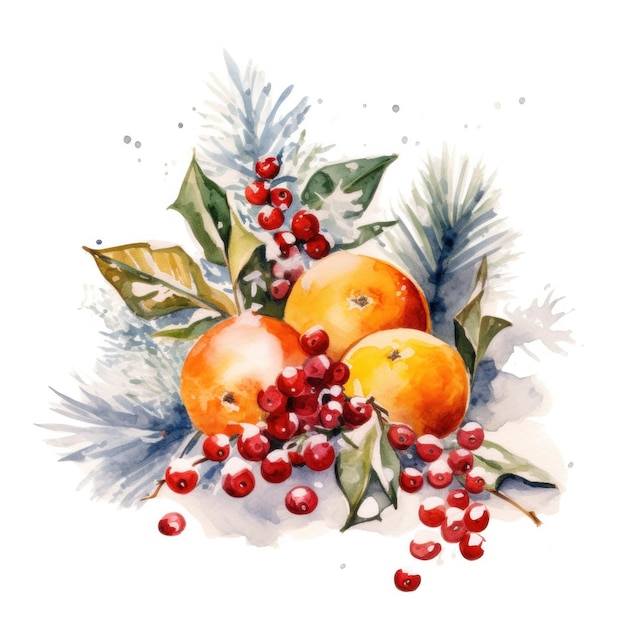 Christmas composition watercolor Illustration AI GenerativexA