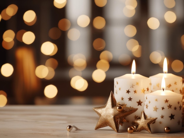 Christmas composition with bokeh background and copy space