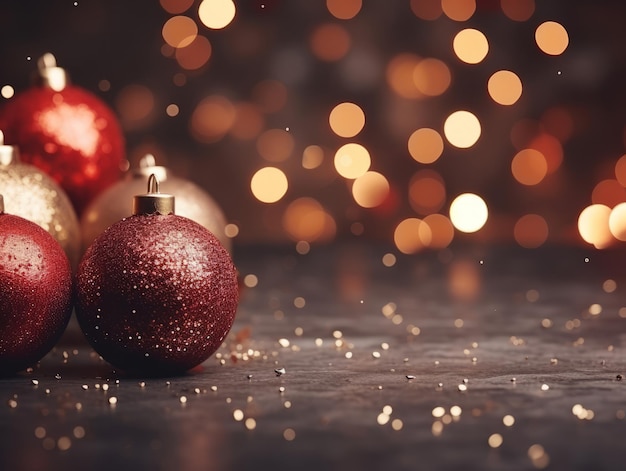 Christmas composition with copy space and bokeh background