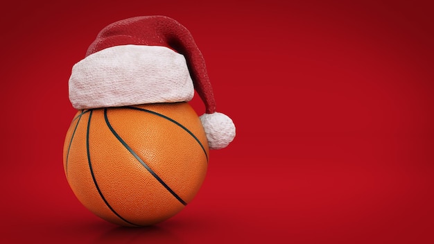 Christmas concept Orange basket ball 3d rendering