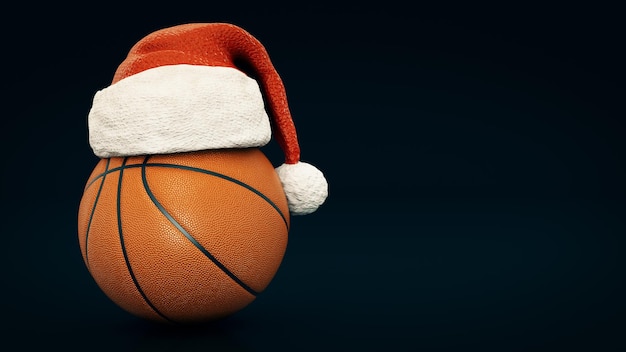 Christmas concept Orange basket ball 3d rendering