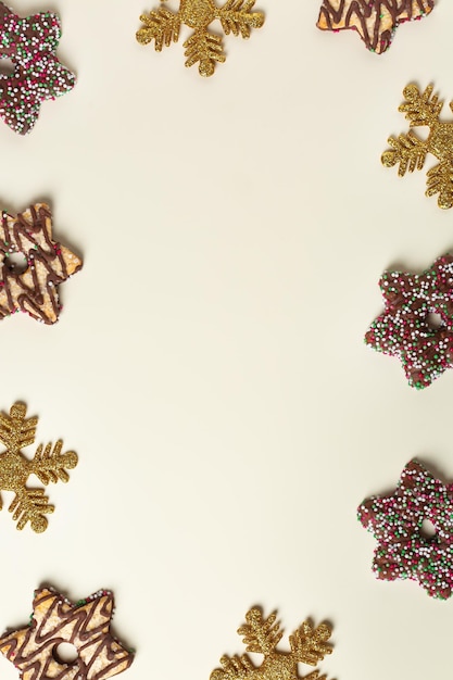 Christmas concept xmas background with cookies creative flat lay