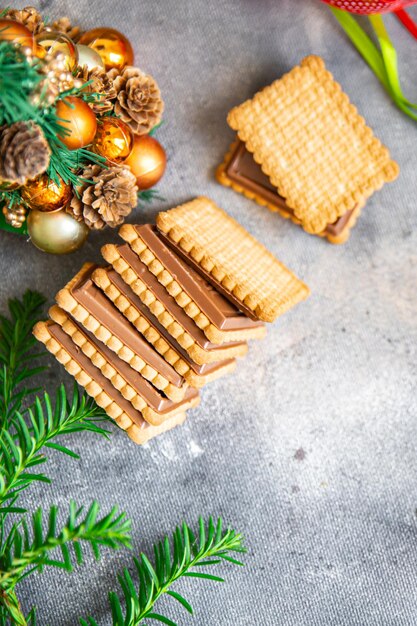 christmas cookie sweet dessert New Year holiday meal food snack on the table copy space fo