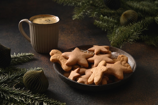 Christmas cookies and coffee Xmas holiday food for Christmas eve