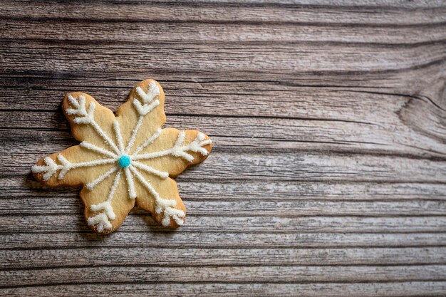 Christmas cookies on wooden table