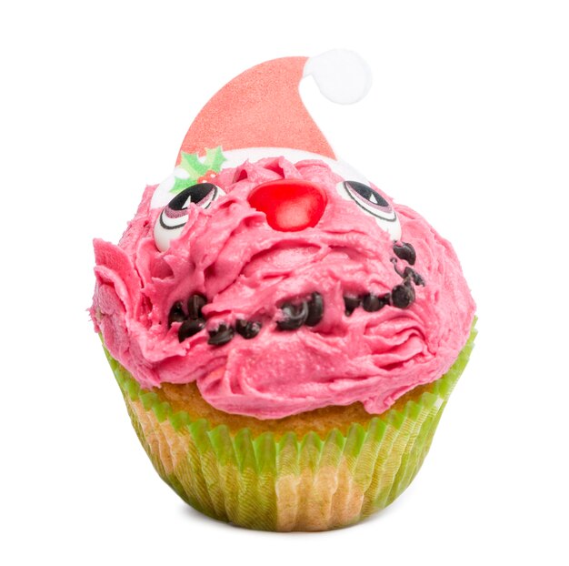 Christmas cupcake on white background in front of white background