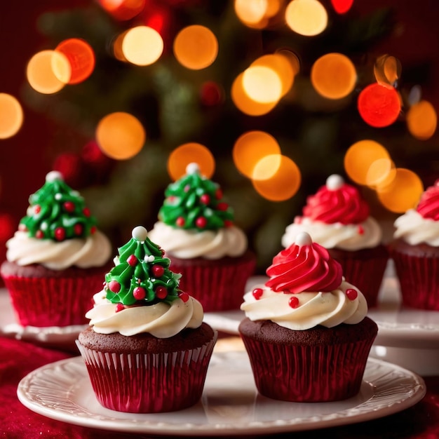 christmas cupcakes festive treats with colorful icing holiday traditional baked cakes