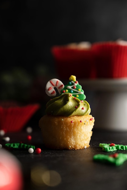 Christmas Cupcakes moody lifestyle seasonal background home baking