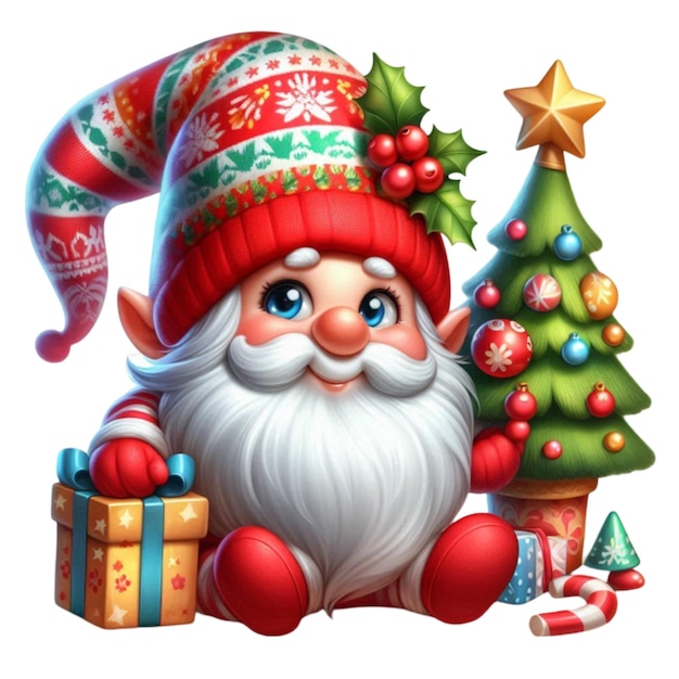 Christmas Cute gnome Watercolor Clipart