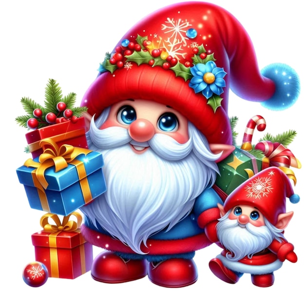 Christmas Cute gnome Watercolor Clipart