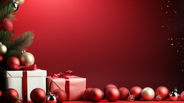 Christmas day background with bubbles and gift boxes