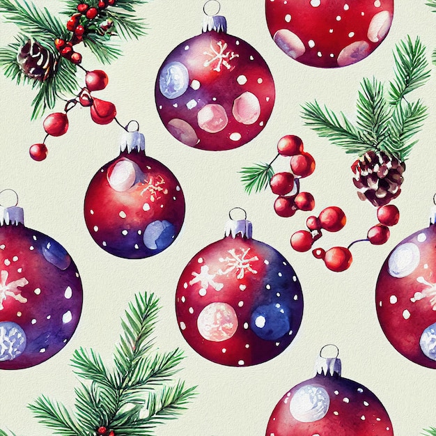 Christmas deco baubles seamless pattern