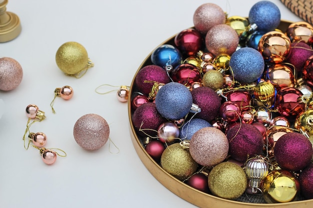 Christmas decor christmas balls on white background wallpaper