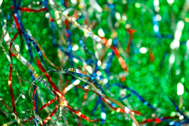 Christmas decor for the interior Holiday backdrop with Christmas tinsel