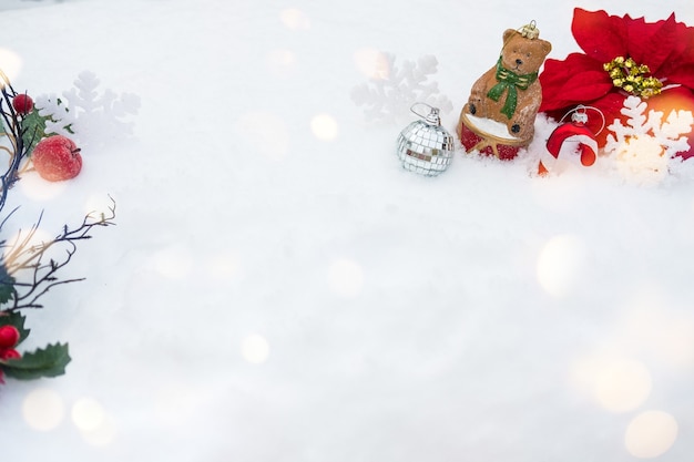 Christmas decor on a snow