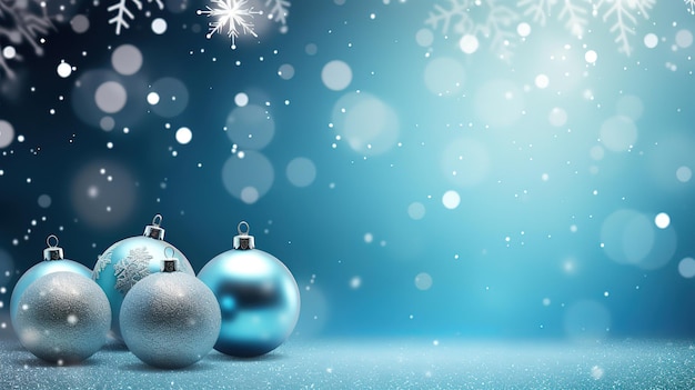 Christmas decorated background with snowflakes and christmas ballsChristmas and New Year