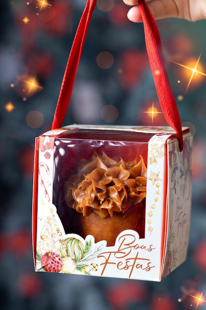 Christmas decorated chocolate panettone