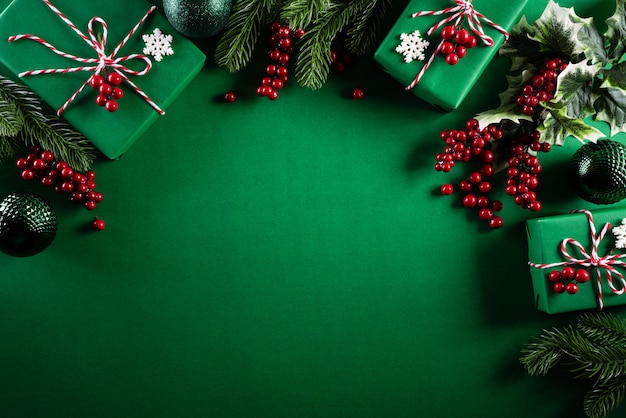 Christmas decoration background  on green background