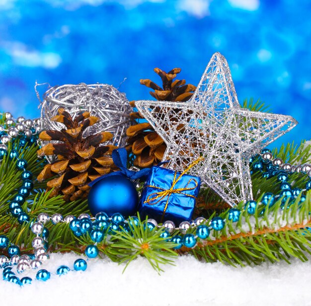 Christmas decoration on blue background