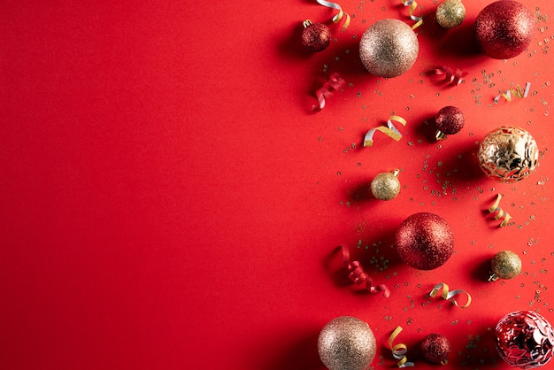 Christmas decoration concept on red 