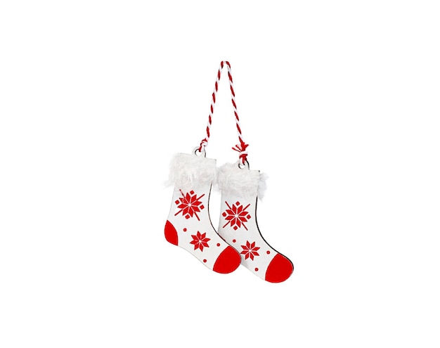 christmas decoration in the form of socks isolated on white background