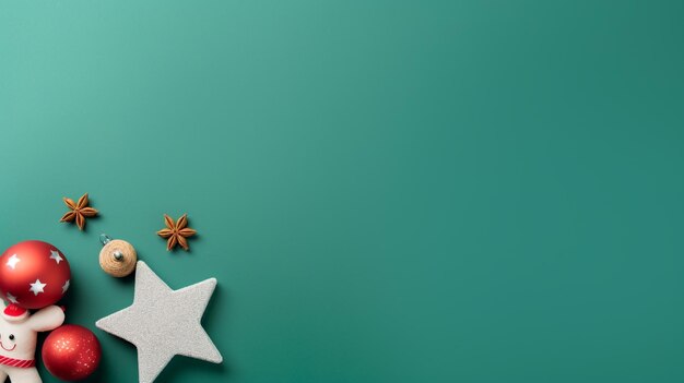 Christmas decoration on green background