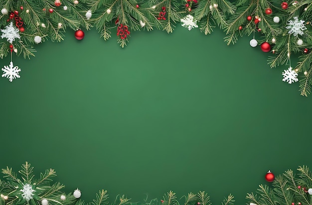 Christmas decoration on green background