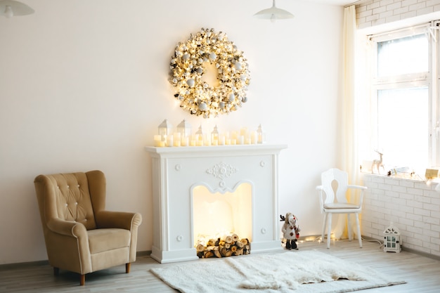 Christmas decoration for photo shoots with a golden white style