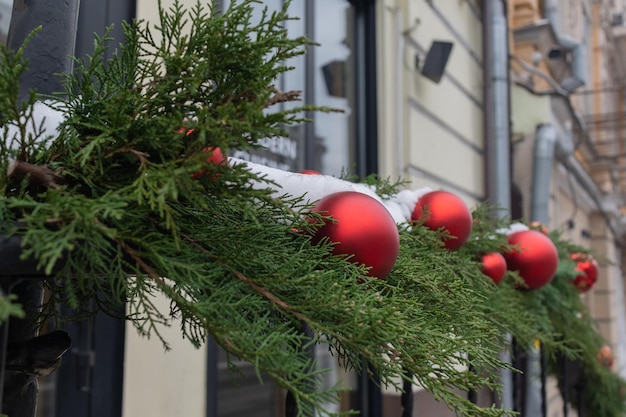 Christmas decoration on the street Christmas balls on the street