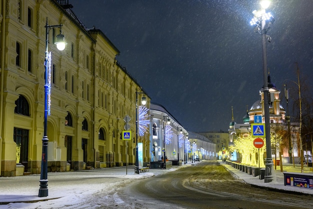 Christmas decoration of streets The snowstorm