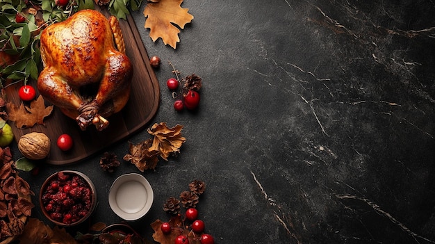 Photo a christmas decoration on a table with a pine cone and berries on it