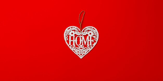 Christmas decoration. White heart on a red background.