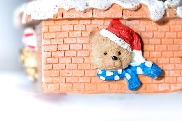 Christmas decoration for winter snowy atmosphere in house on the table.