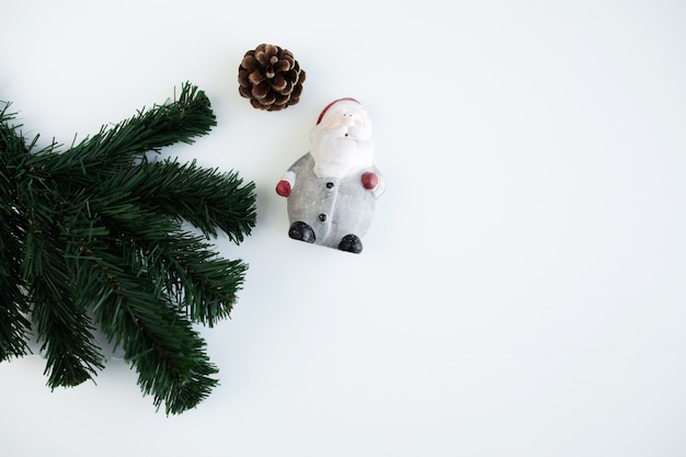 Christmas decoration with branches on a white background