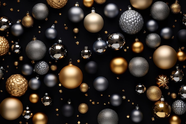 Photo christmas decoration with gold and silver