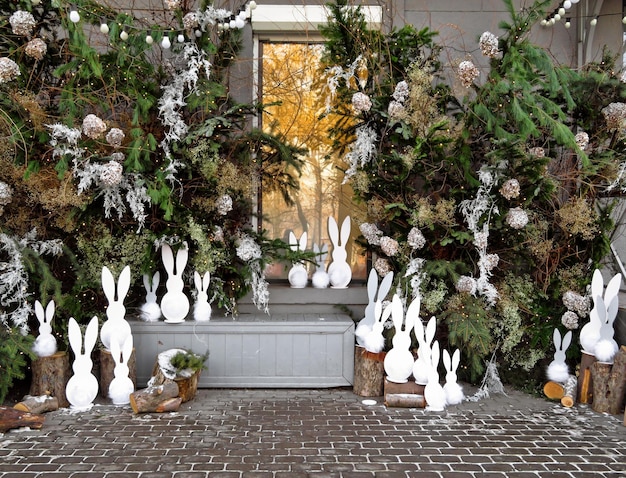 Christmas decoration with hares