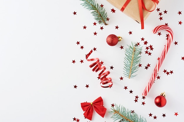 Christmas decoration with present on white