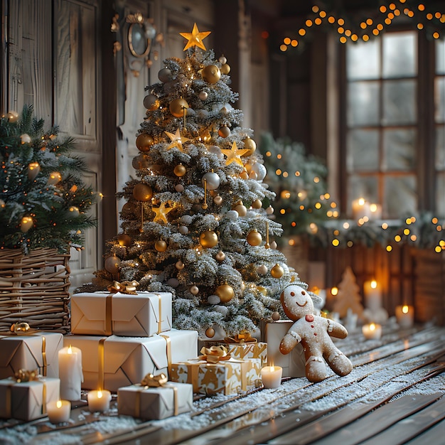 Christmas decoration on wooden background