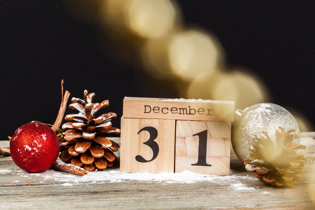 Christmas decoration on wooden table