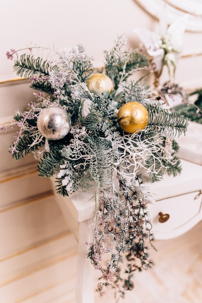 Christmas decoration on wooden wall