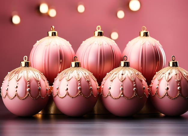 christmas decorations are on pink background