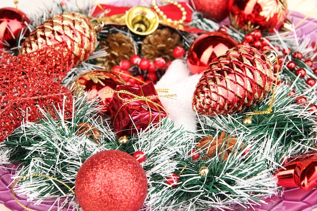 Christmas decorations close up