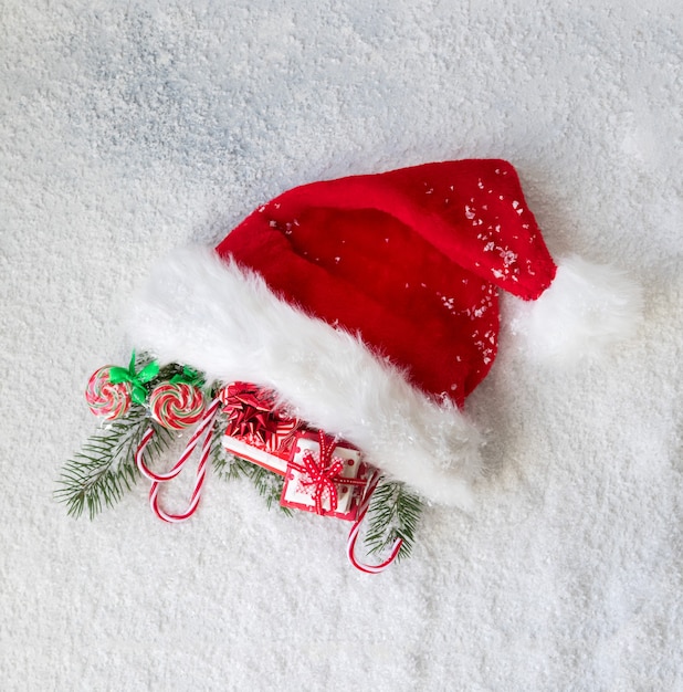 Christmas decorations and Santa hat