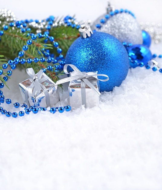 Christmas decorations on a spruce branch