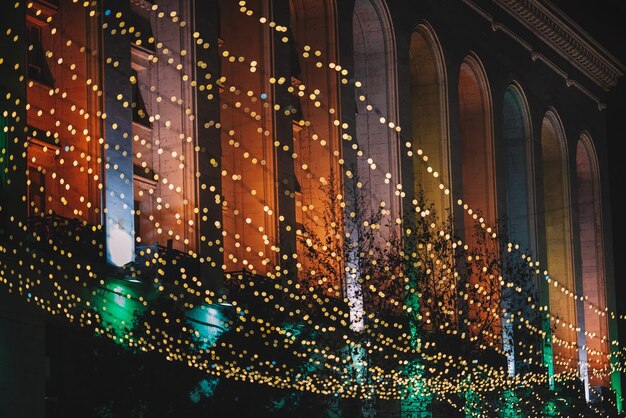 Christmas decorative illuminations in the night street