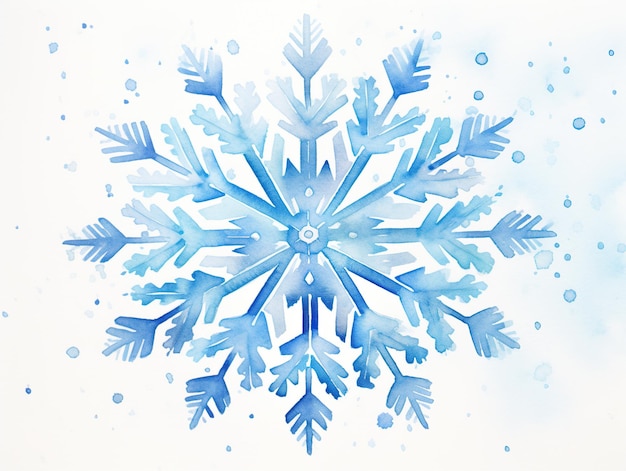 Christmas decorative snowflake on white background Blue decorative snowflake Watercolor