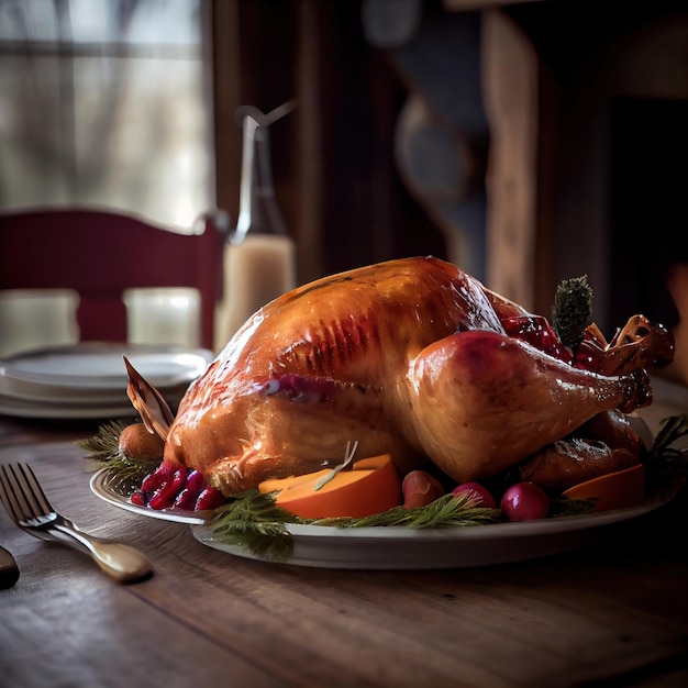 Christmas delicious juicy turkey Holiday traditional dishes for Christmas or Thanksgiving