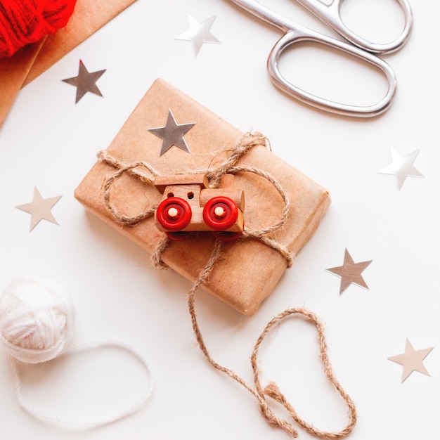 Christmas DIY presents in craft paper. 