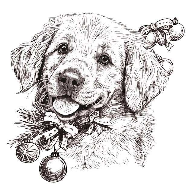 Christmas Dog with Ornaments