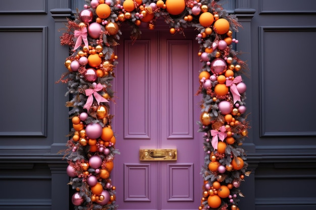 Christmas door decoration Illustration AI GenerativexA